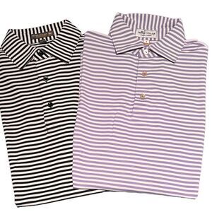 2-Peter Millar stripe & Solid Summer Comfort golf polo shirts M3